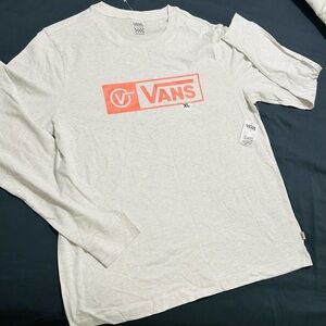 Vans women’s Gray Long Sleeve Tee with Red Logo